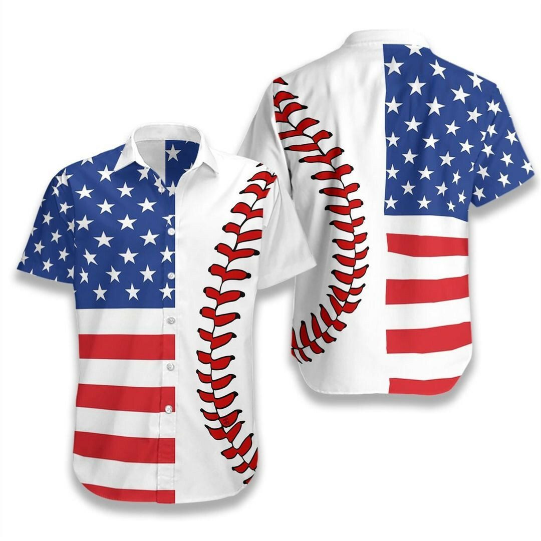 Baseball American Flag 3d All Over Printed Hawaiian Shirt