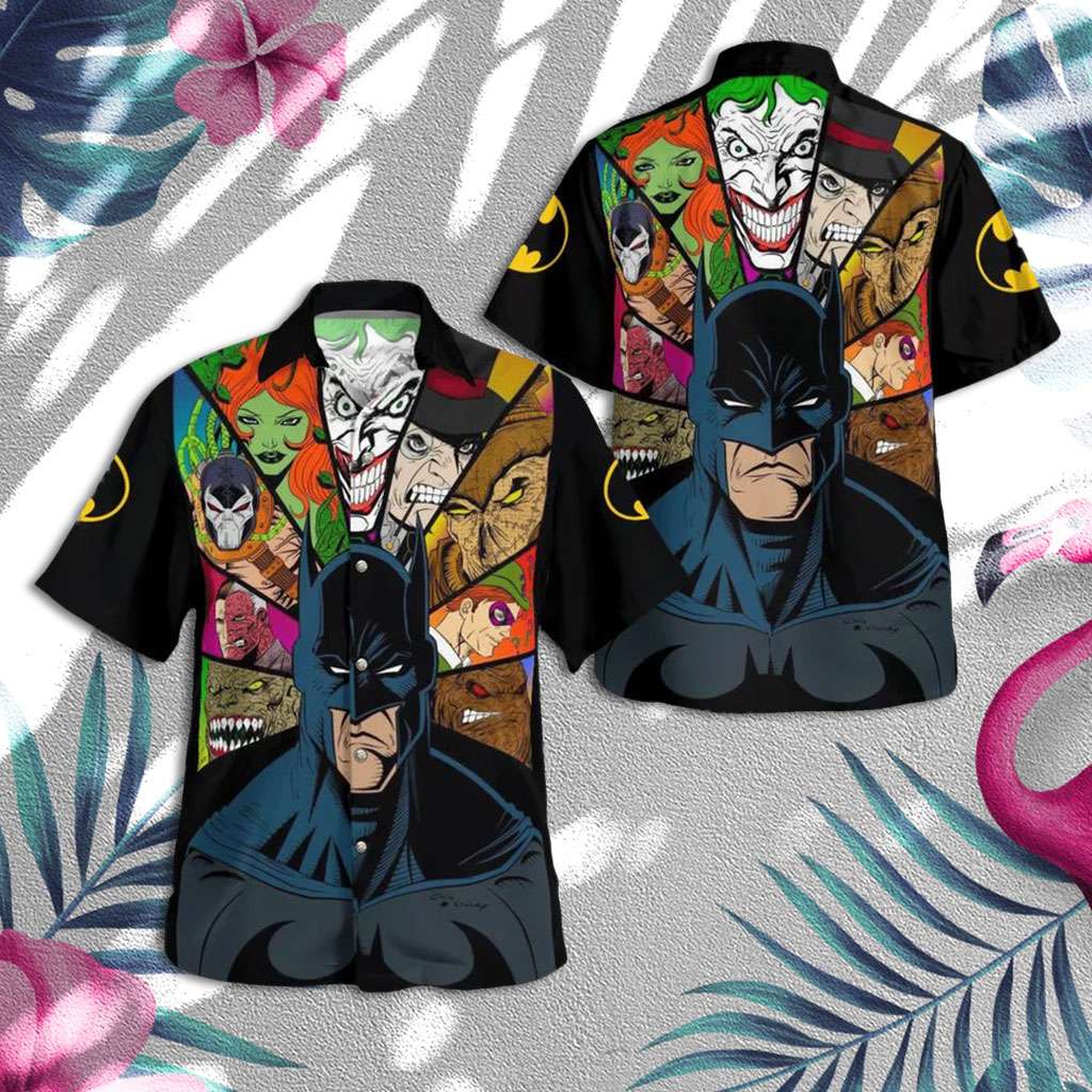 Batman Hawaiian Shirt Batman Animated And Villain Face Hawaiian Shirt
