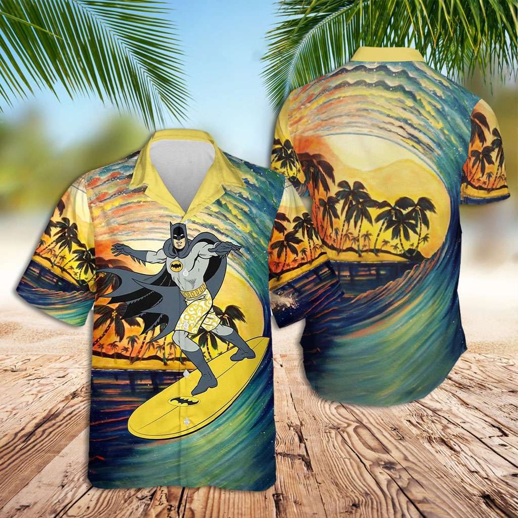 Batman Hawaiian Shirt Batman Surfing Sunset Hawaiian Shirt