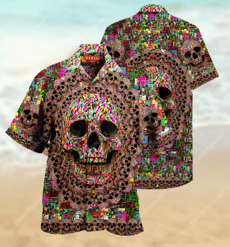 Beach Shirt Amazing Smiling Skull Unisex Hawaiian Aloha Shirts-1