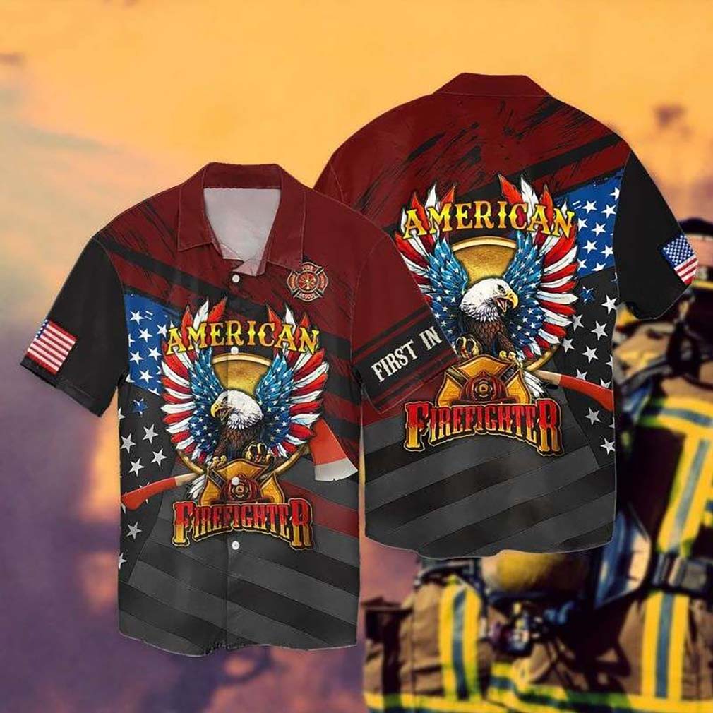 4th Of July Independence Day American Firefighter Eagle Hawaiian Shirt