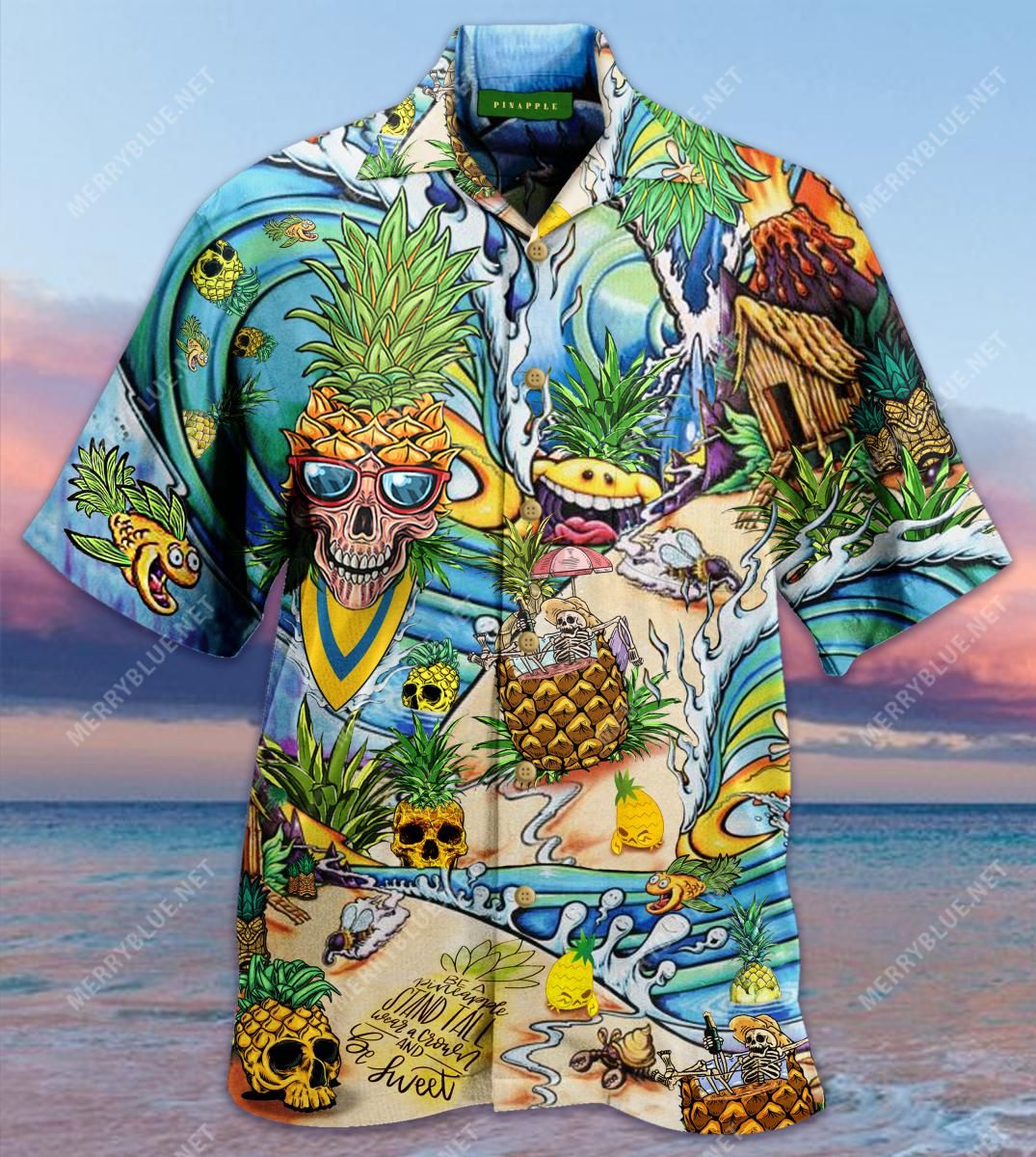 Amazing Skull Pineapple Aloha Hawaiian Shirt Colorful Short