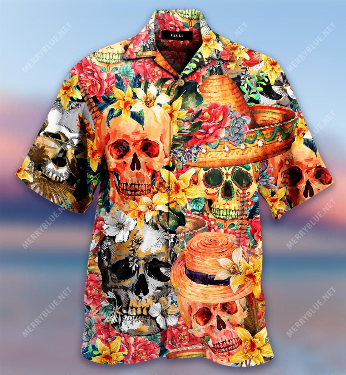 Amazing Skull Tropical Aloha Hawaiian Shirt Colorful Short Sleeve Summer Beach