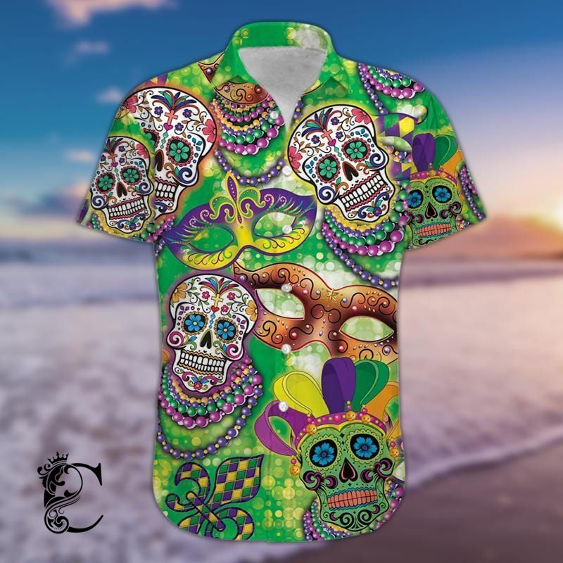 Amazing Sugar Skull Happy Mardi Gras 2021 Hawaiian Shirt