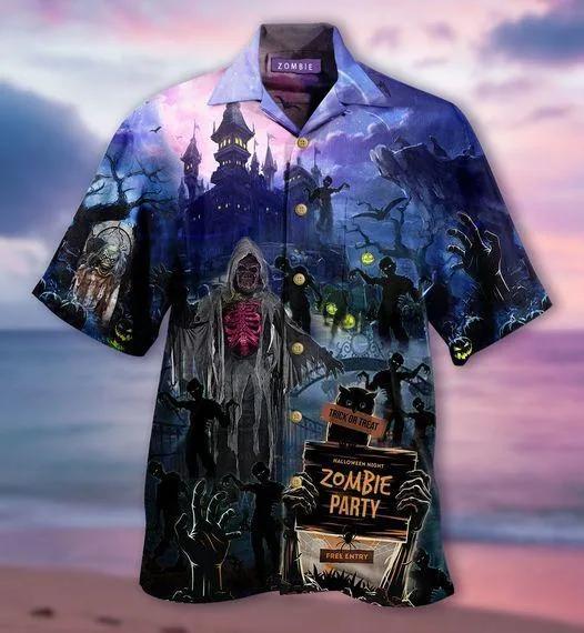 Amazing Zombies Party Halloween Hawaiian Shirt