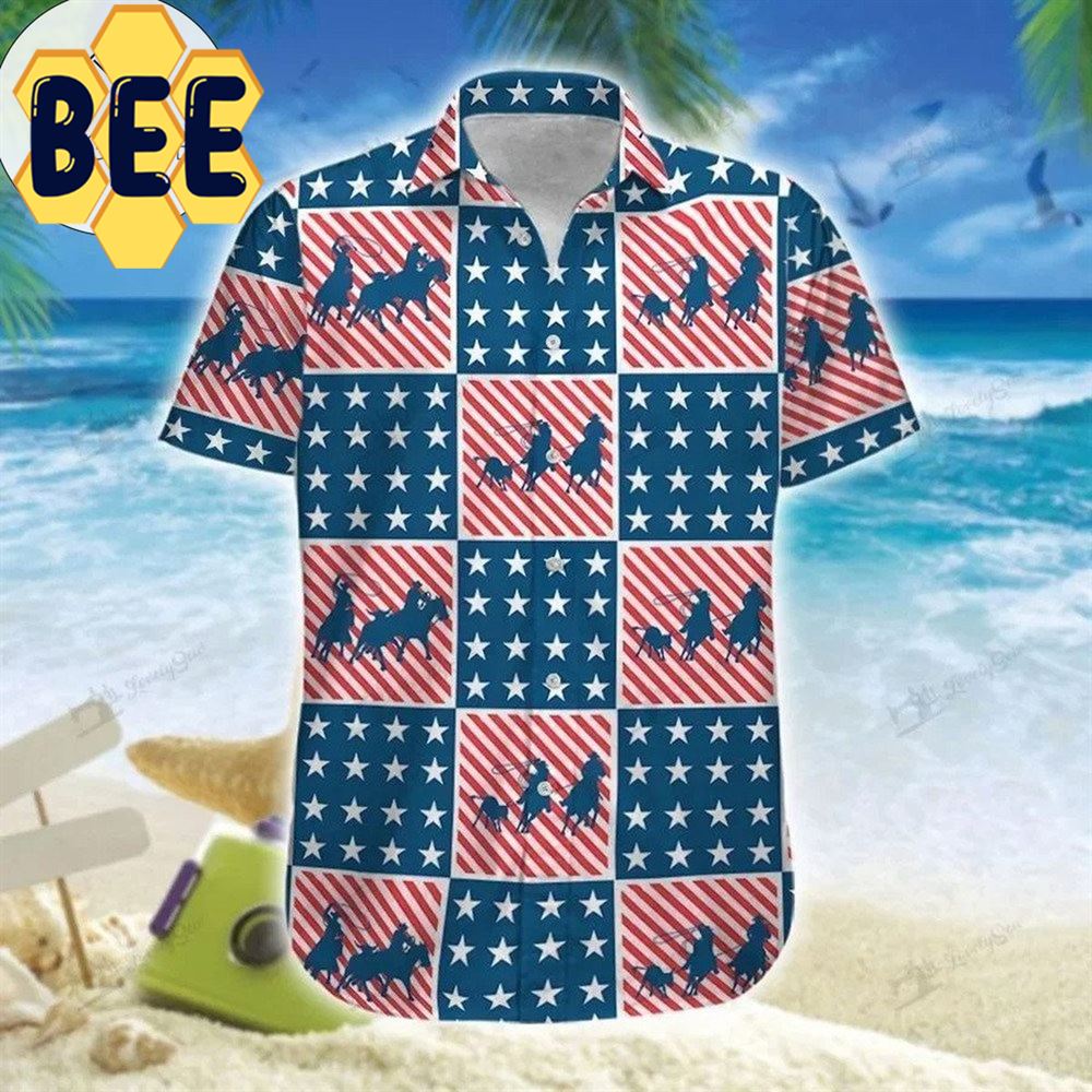 America Team Roping Hawaiian Shirt-1