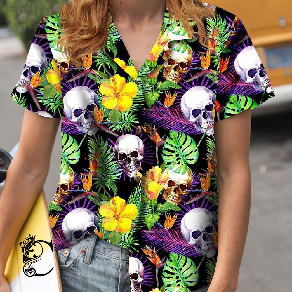 Beach Shirt Buy Skull Purple Tropical Hawaiian Shirt