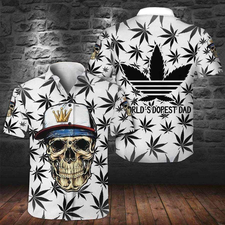 Beach Shirt Check Out This Awesome Hawaiian Aloha Shirts Skull Weed Worlds Dopest Dad