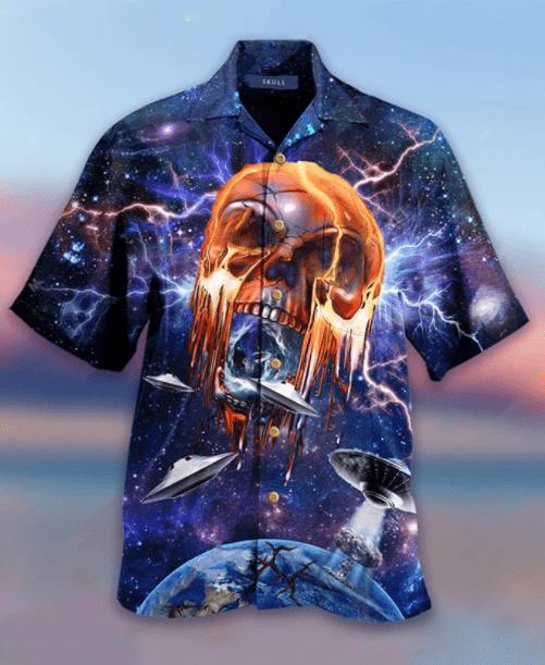 Beach Shirt Cover Your Body With Amazing Ailen Skull In The Galaxy Space Hawaiian Shirt