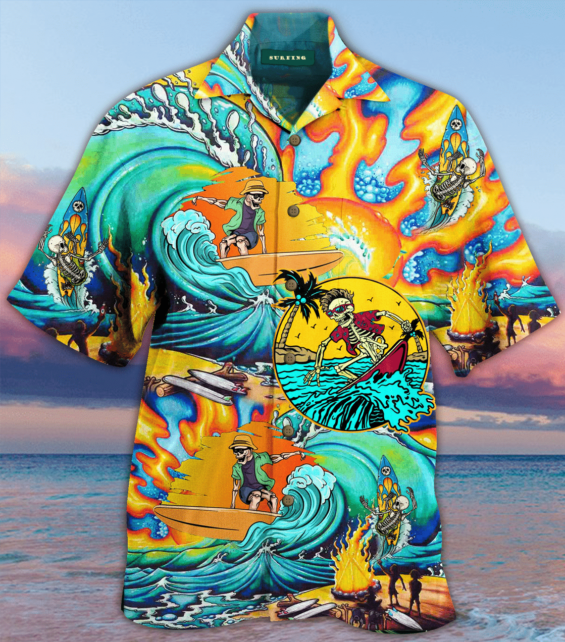 Beach Shirt Cover Your Body With Amazing Amazing Surfing Skull Hawaiian Shirt