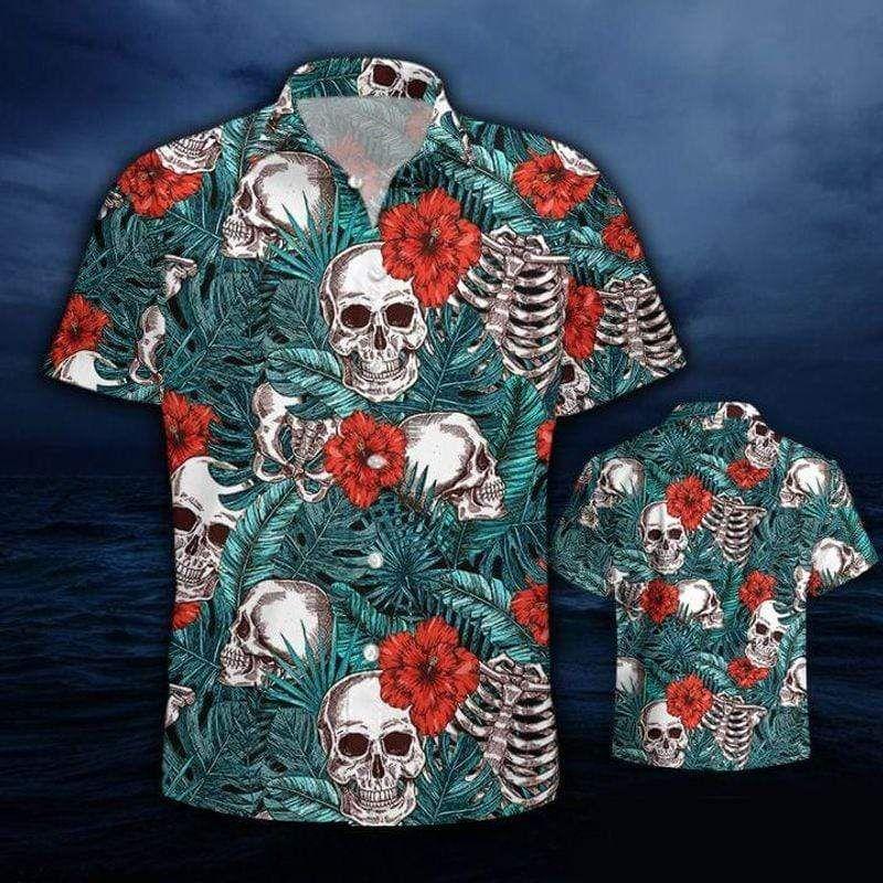 Beach Shirt Discover Cool Floral Skull Summer Vibe Rose Tropical Hawaiian Shirt