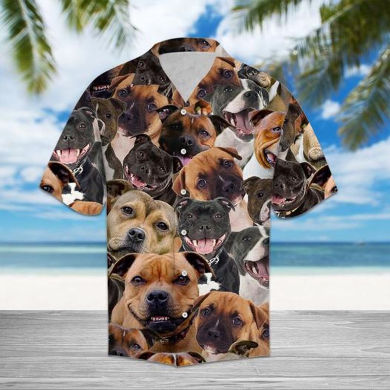 Staffordshire Bull TerrierColorful Amazing Design Unisex Hawaiian Shirt