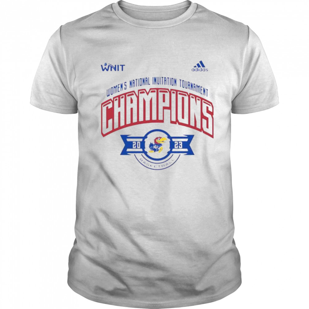 Adidas Kansas Jayhawks White 2023 Women’s Basketball Nit Champions Shirt