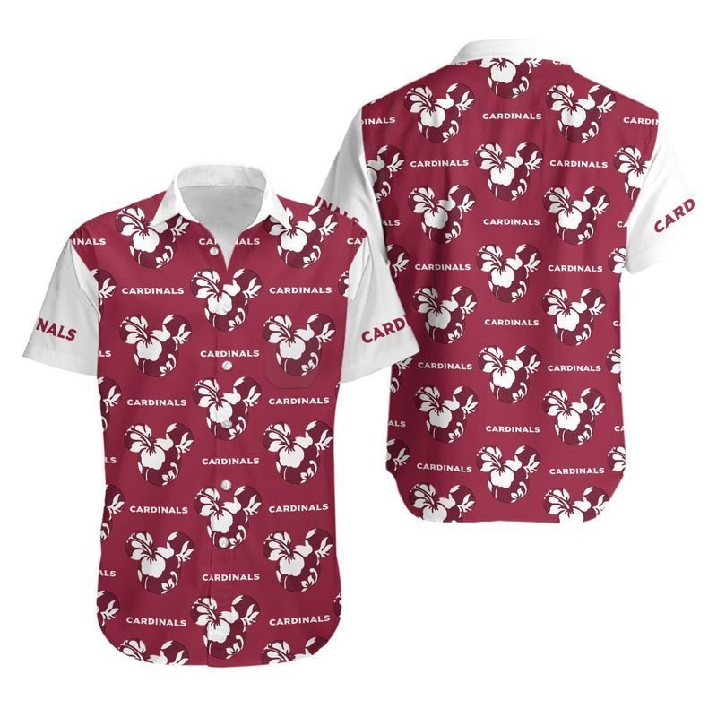 Arizona Cardinals Mickey And Flowers Hawaiian Shirt For Fans-1