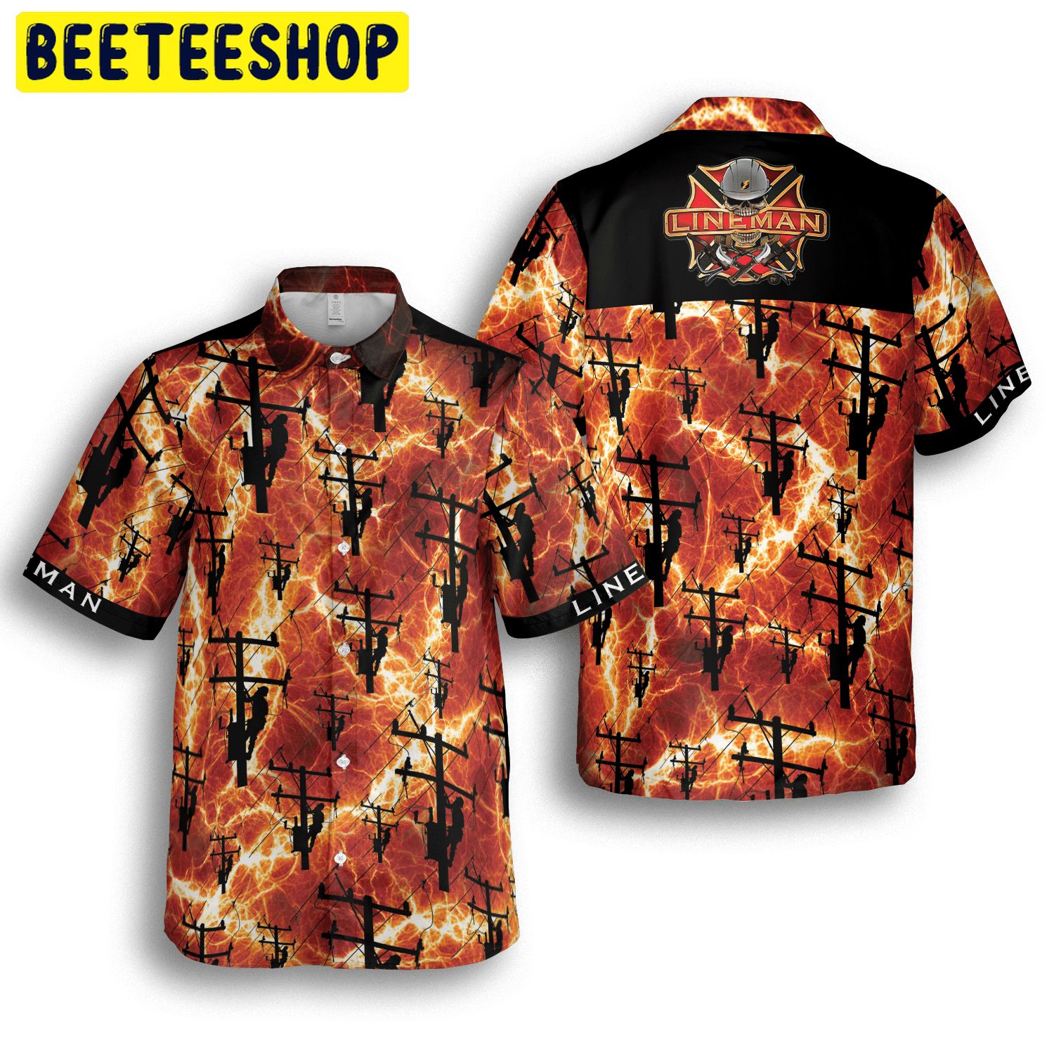 Art Lineman Red Thunder Storm Trending Hawaiian Shirt-1