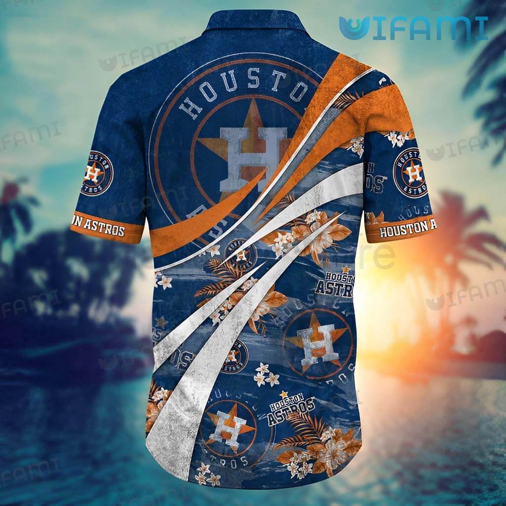 Astros Hawaiian Shirt Tropical Flower Big Logo Houston Astros Gift