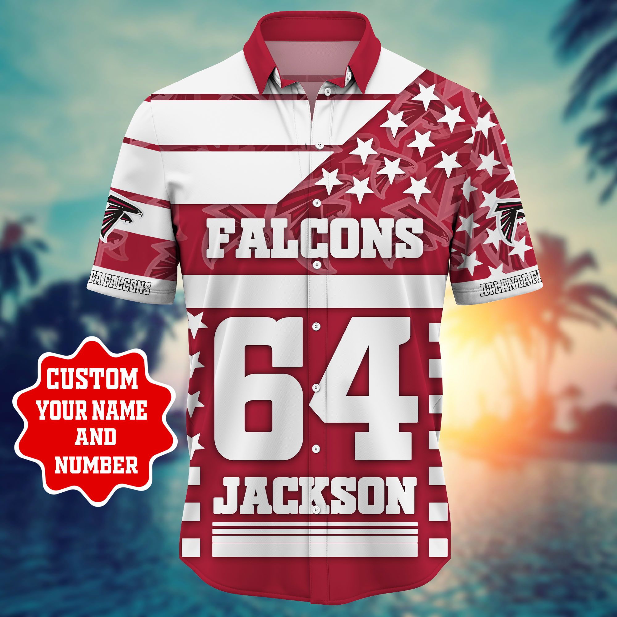 Atlanta Falcons Nfl Star Hawaiian Shirt Shorts 3d Custom Name-1