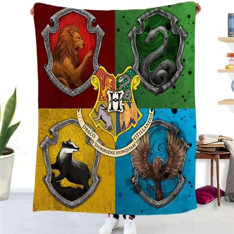 Four Houses Of Hogwarts Logo Harry Potter Blanket