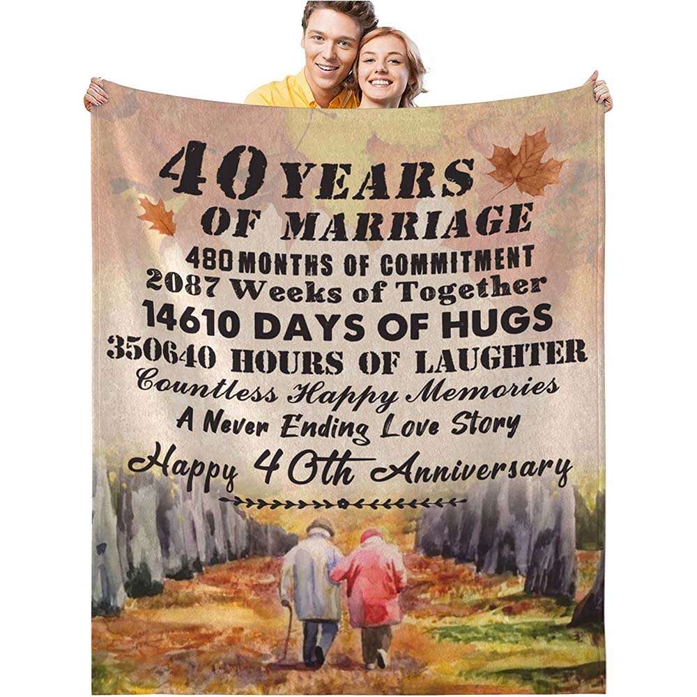 Gift for 40th Wedding Anniversary Blanket Together And Hugs Couple Blanket