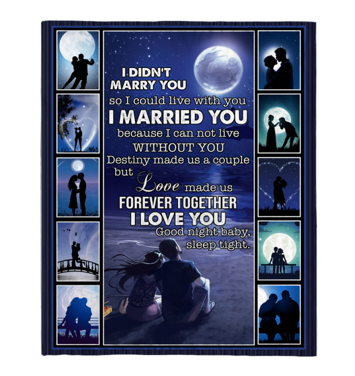 I Didn_t Marry You So I Could Live With You I Love You Blankets Gift From Wife Husband Black Plush Fleece Blanket