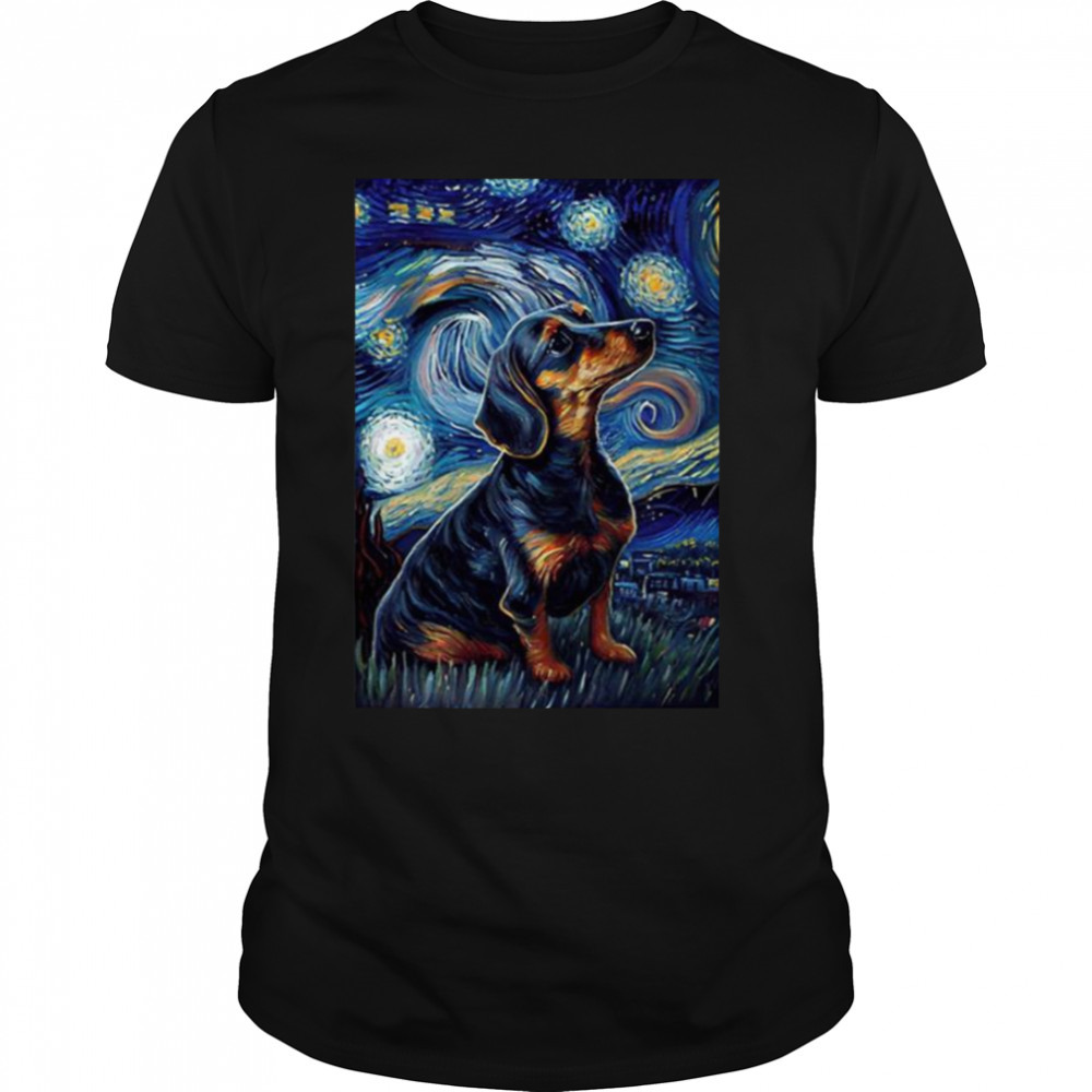 Starry Night Dachshund Graphic shirt