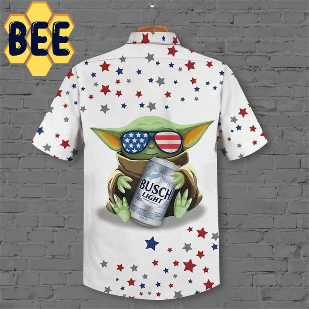 Baby Yoda Busch Light Beer Beach Summer Hawaiian Shirt-1