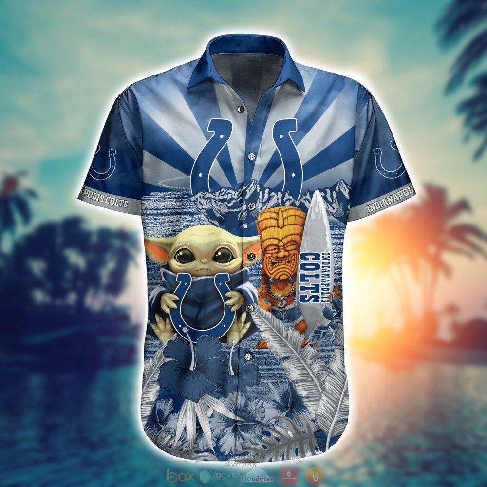 Baby Yoda Indianapolis Colts Nfl Hawaiian Shirt And Shorts For Fans-1