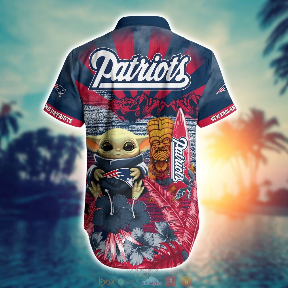 Baby Yoda New England Patriots Nfl Hawaiian Shirt And Shorts For Fans-1