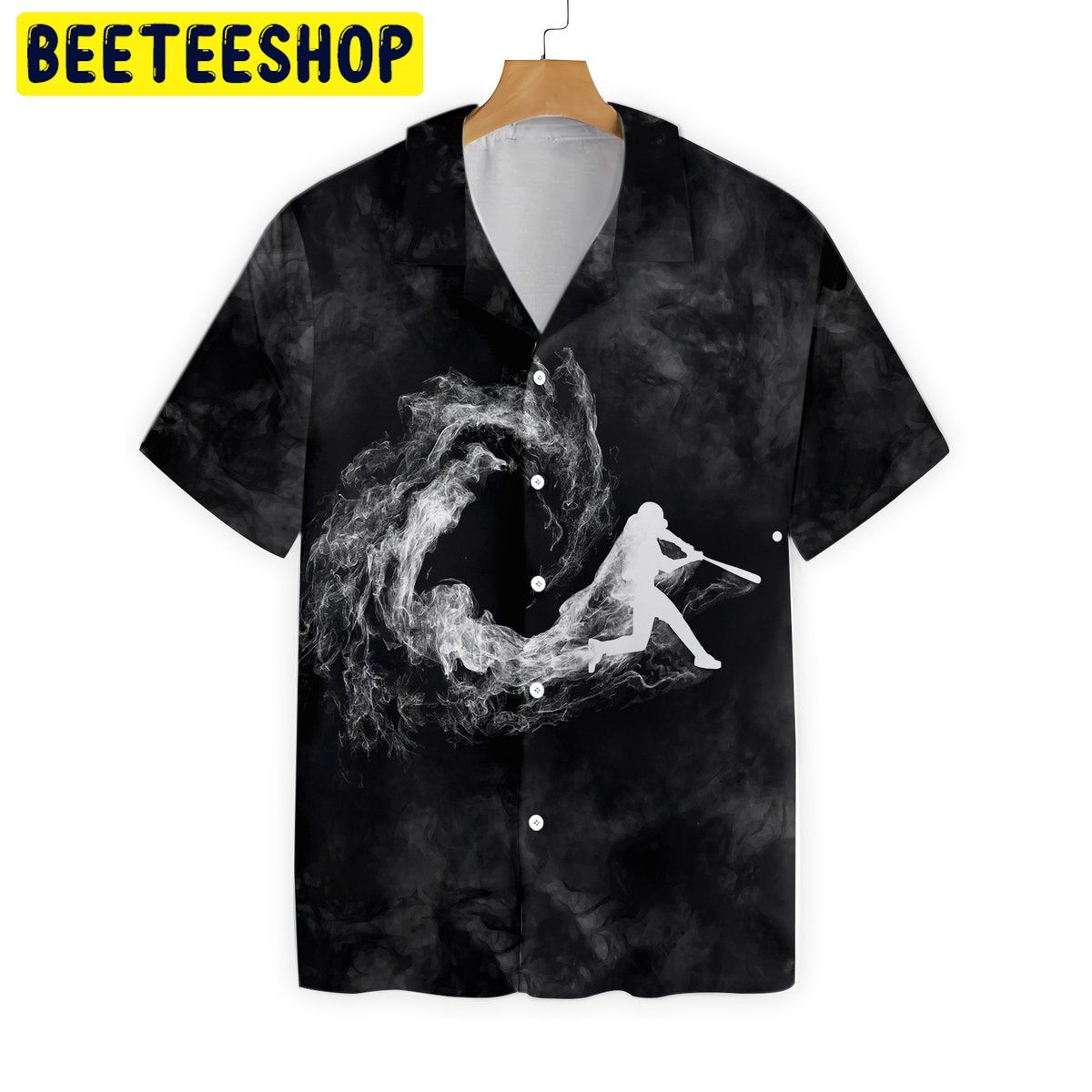 Baseball Player On Smoke Background Trending Hawaiian Shirt-1