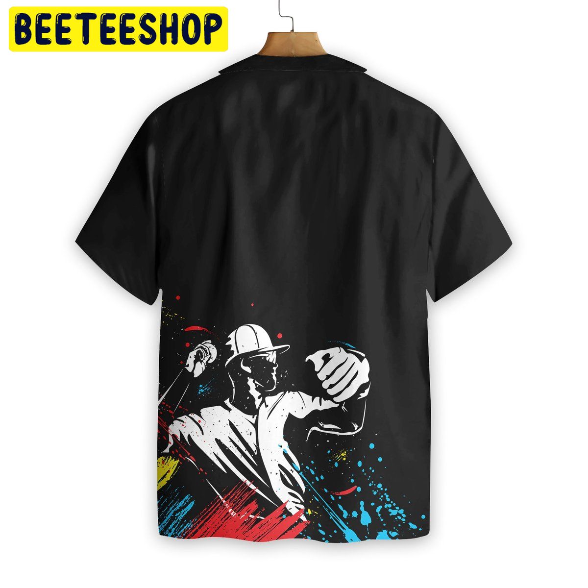 Baseball Players Silhouettes On Paintball Pattern Trending Hawaiian Shirt-1