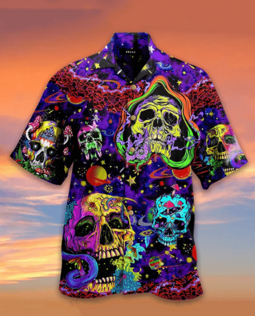 Beach Shirt Check Out This Awesome Toxic Skull Life Is Colorful Hawaiian Shirts