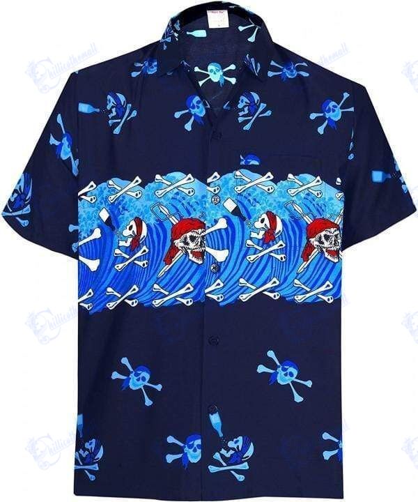 Beach Shirt Hawaiian Aloha Shirts Tropical Beach Skull