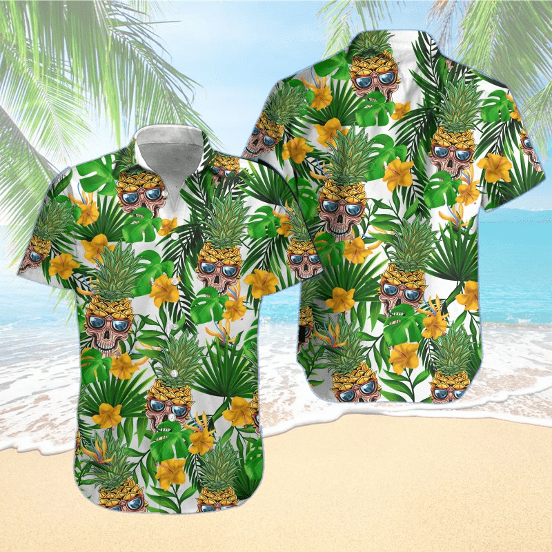 Beach Shirt Order Hawaiian Aloha Shirts Skull Pineapple Tropical