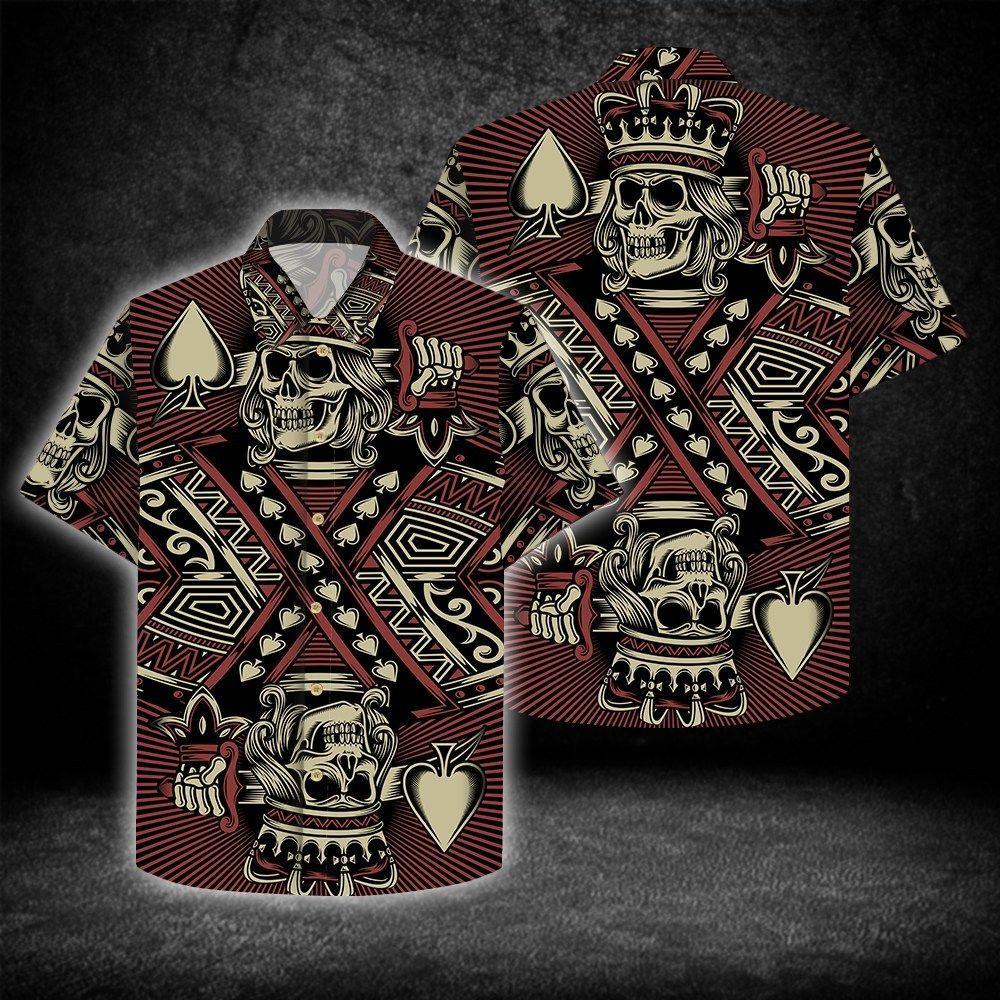 Beach Shirt Order Skull King Of Hear 3d All Over Hawaiian Shirt-1