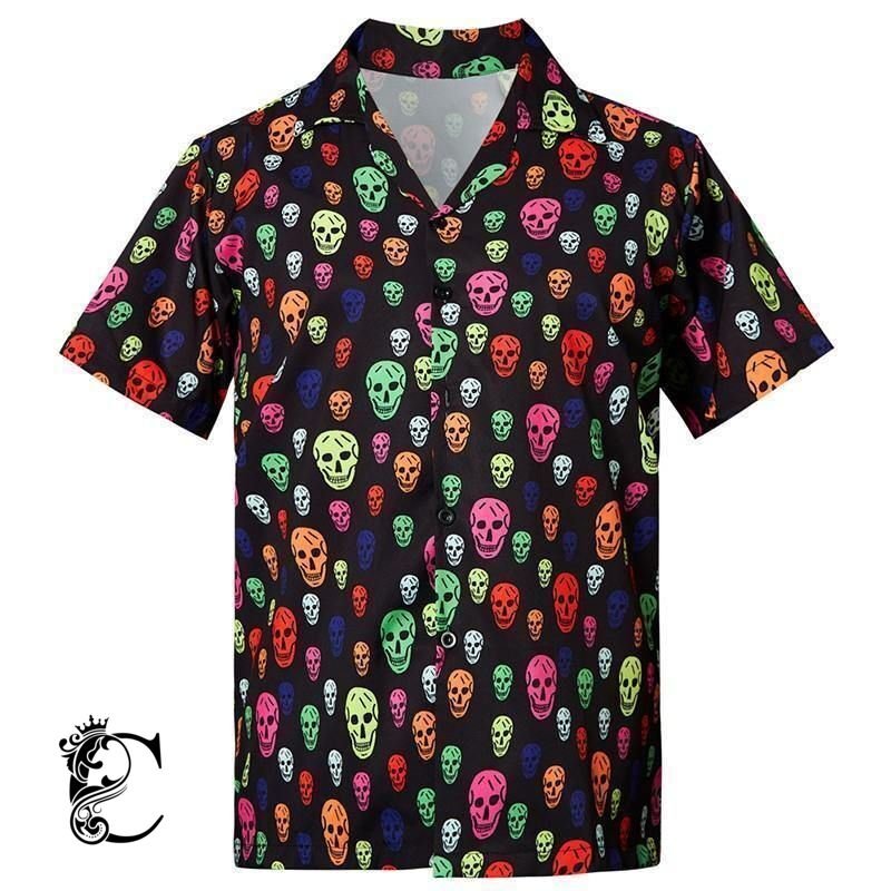 Beach Shirt Shop Mens Hawaiian Shirts Colorful Skull