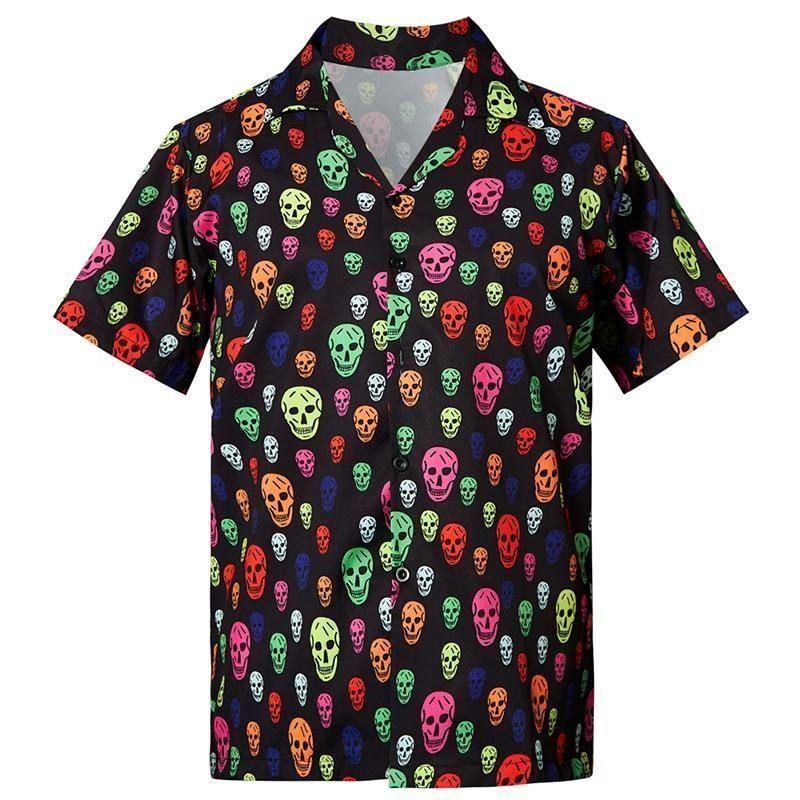 Beach Shirt Shop Mens Hawaiian Shirts Colorful Skull