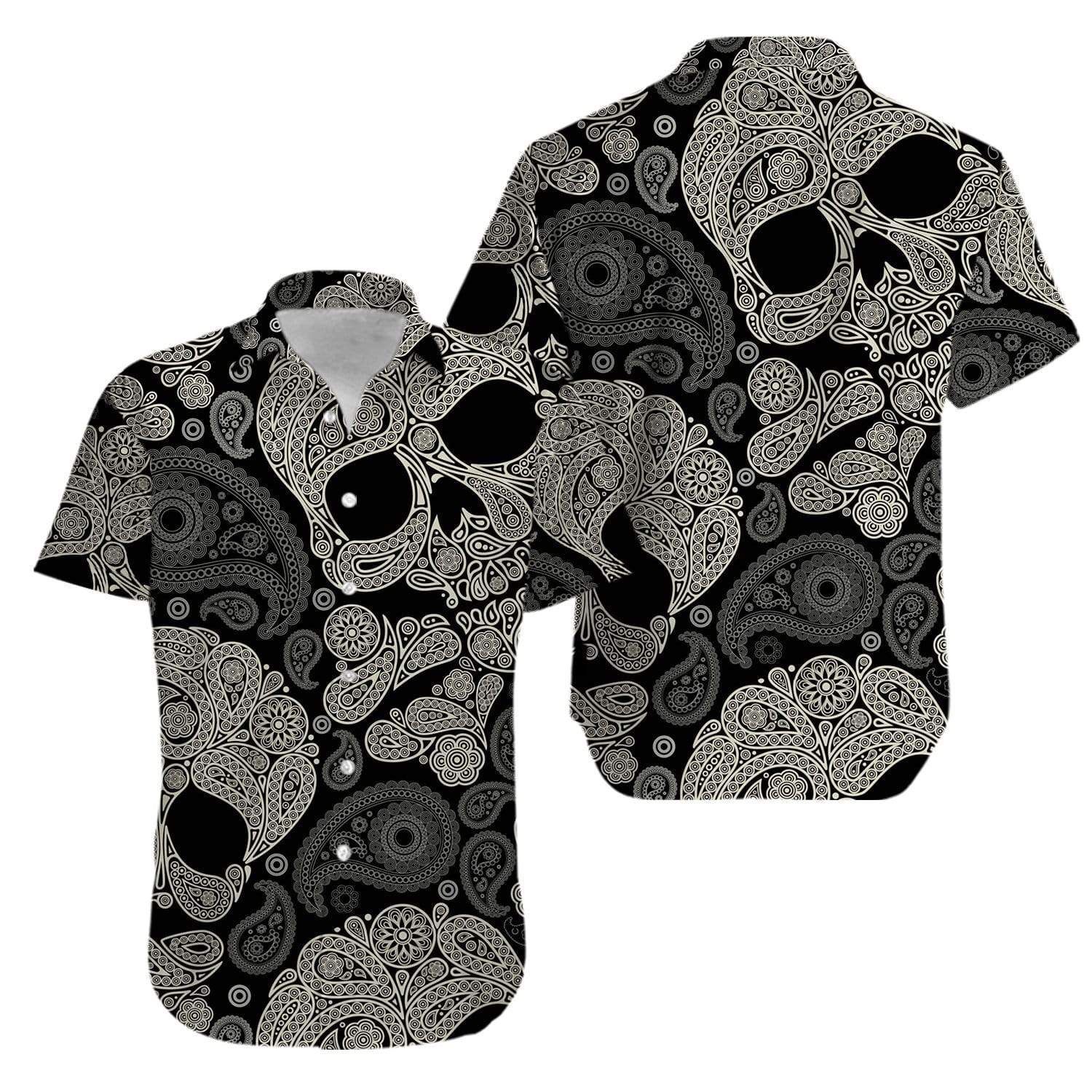 Beach Shirt Skull Mandala Hawaiian Shirts