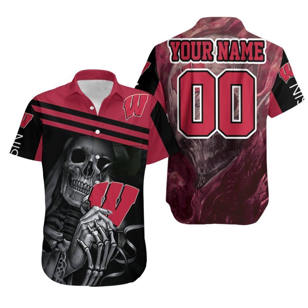 Beach Shirt Skull Wisconsin Badgers 3d Hawaiian Shirt