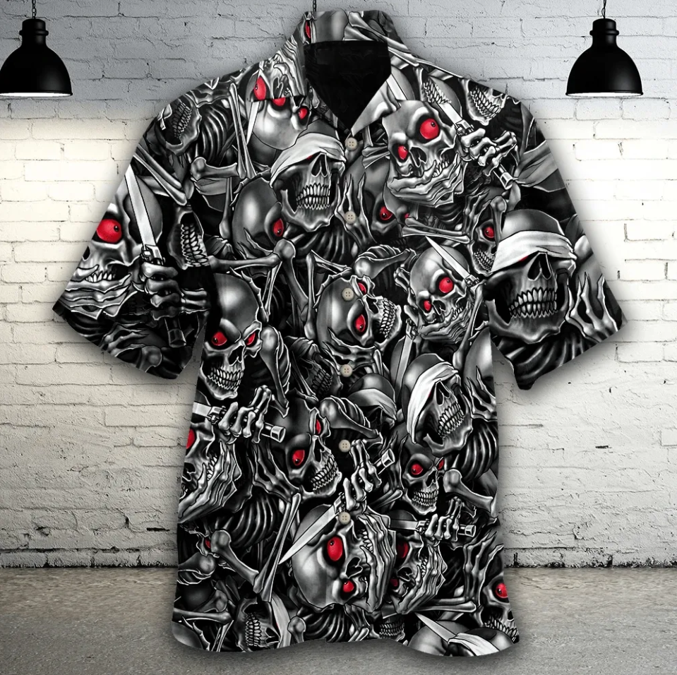 Beach Shirt Skull With Red Eyes Hawaiian Shirt