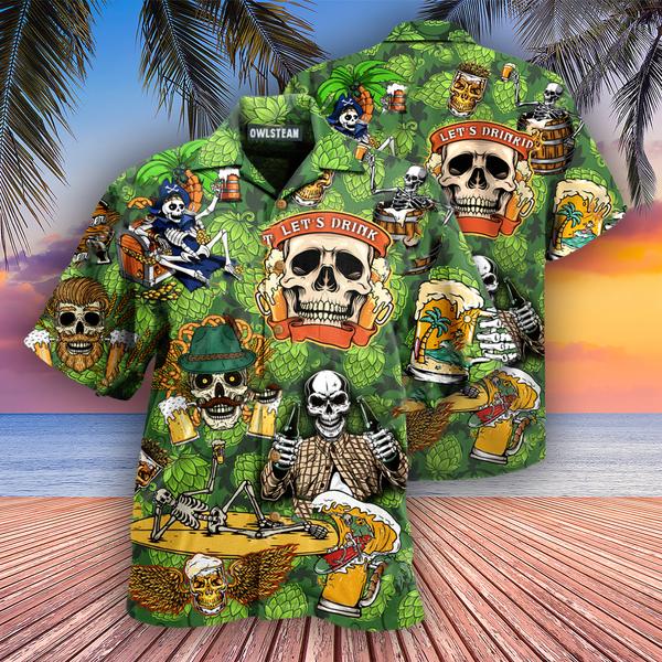 Beer It's Beer Time Skull Edition – Hawaiian Shirt
