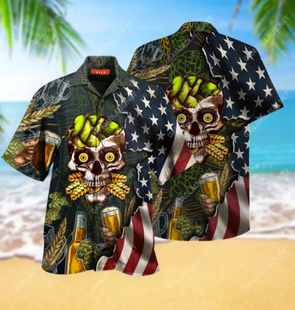Beer Skull Hawaiian Shirt For Men Women