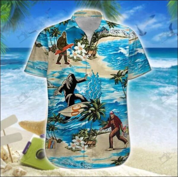 Big Foot Surfing Sasquatch Lovers Hawaiian Shirt