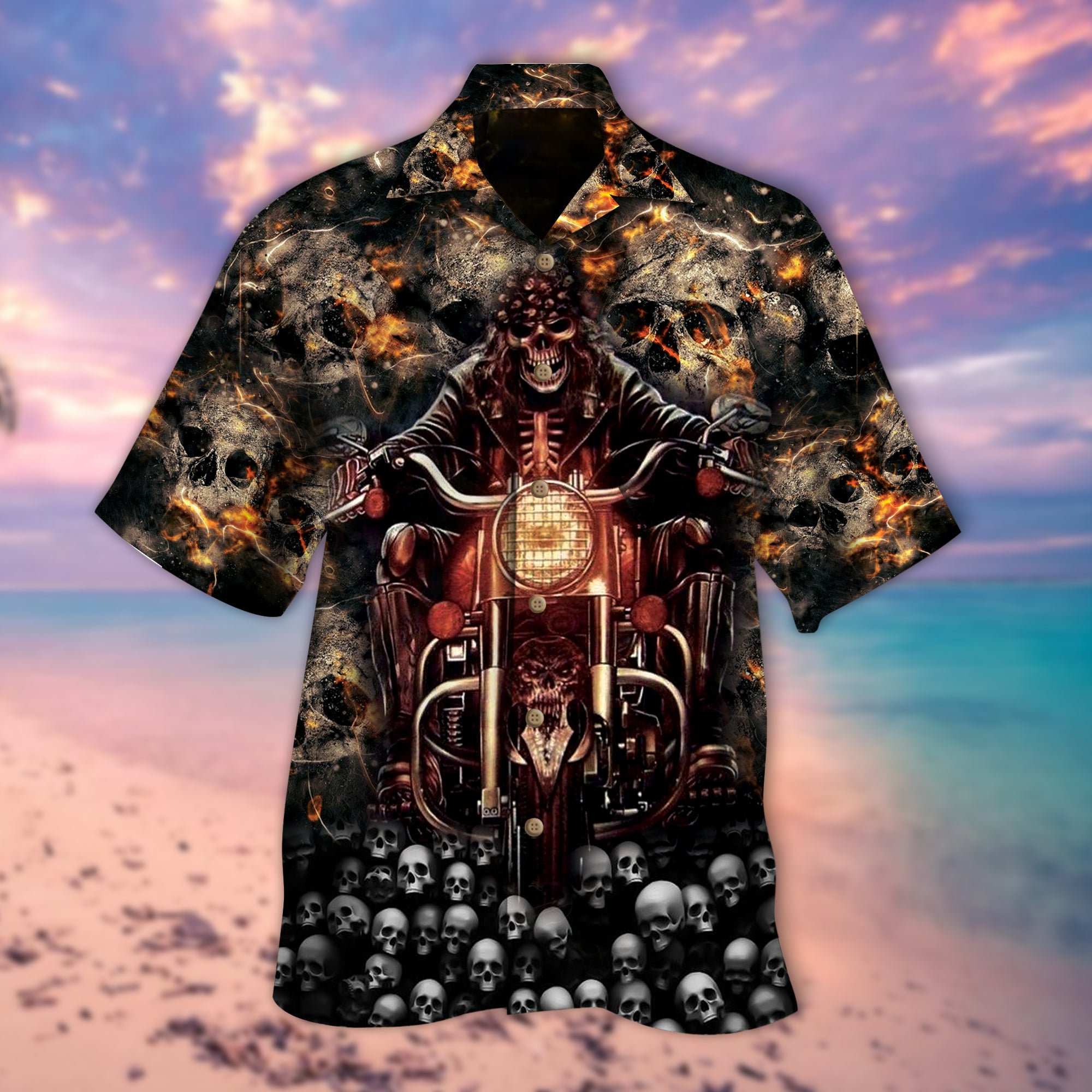 Biker Skull Hawaiian Shirt