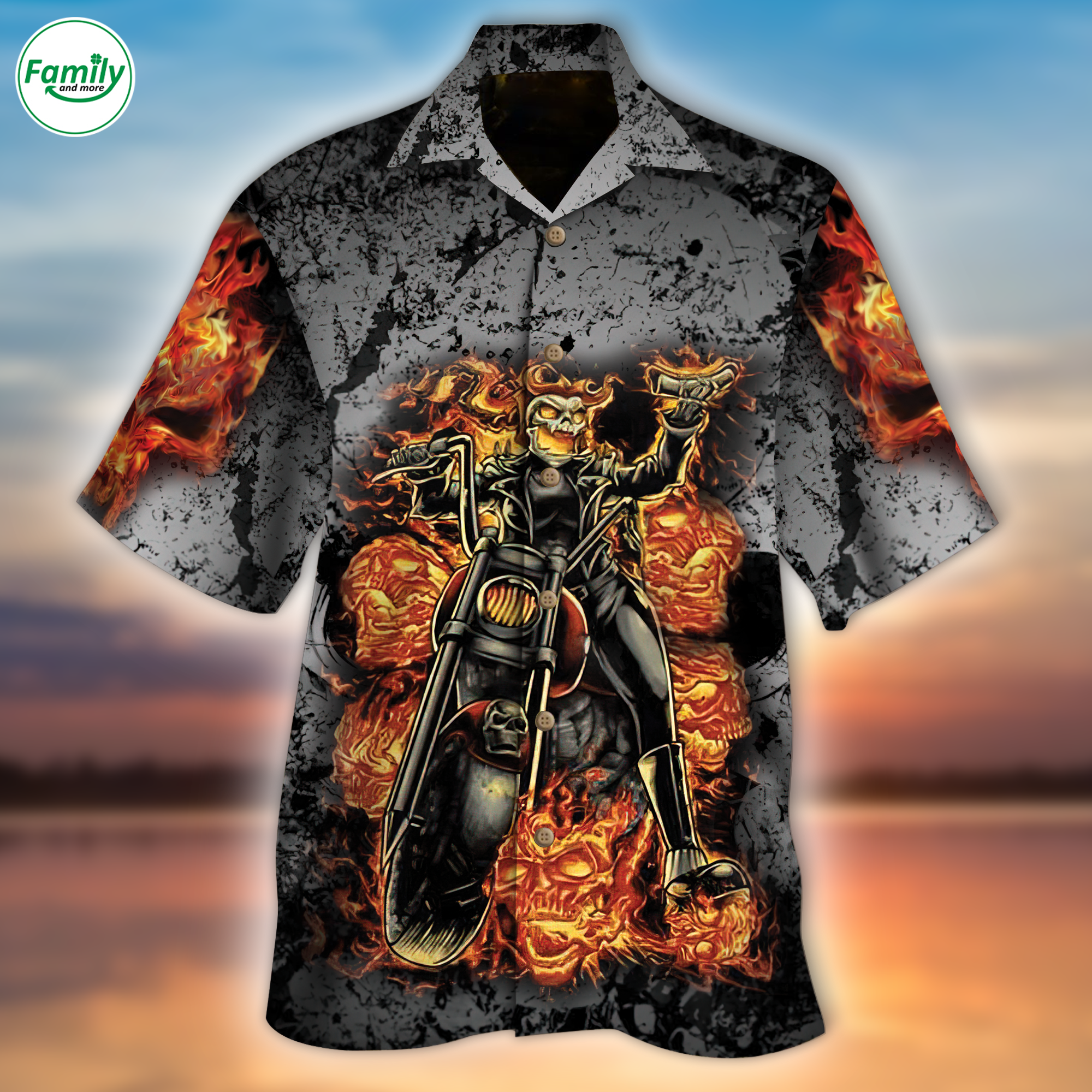 Biker Skull Hawaiian Shirt