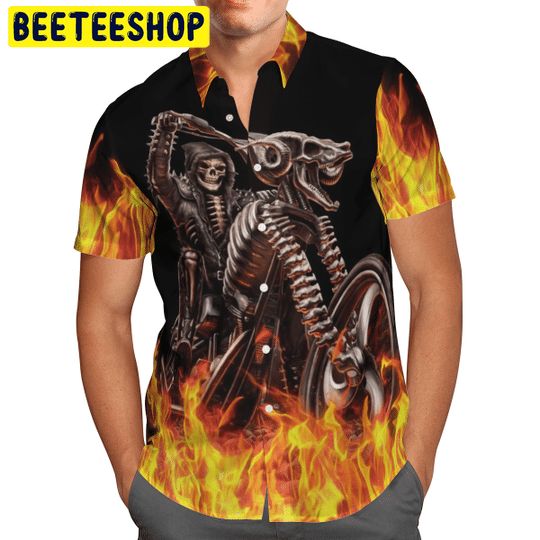 Biker Skull Trending Hawaiian Shirt-1
