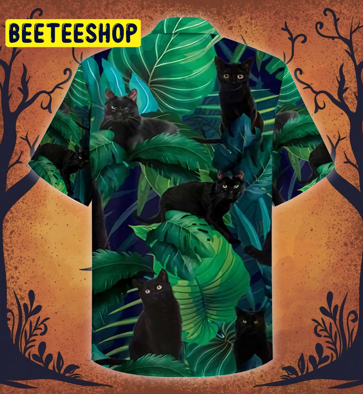 Black Cat Trending Hawaiian Shirt-1