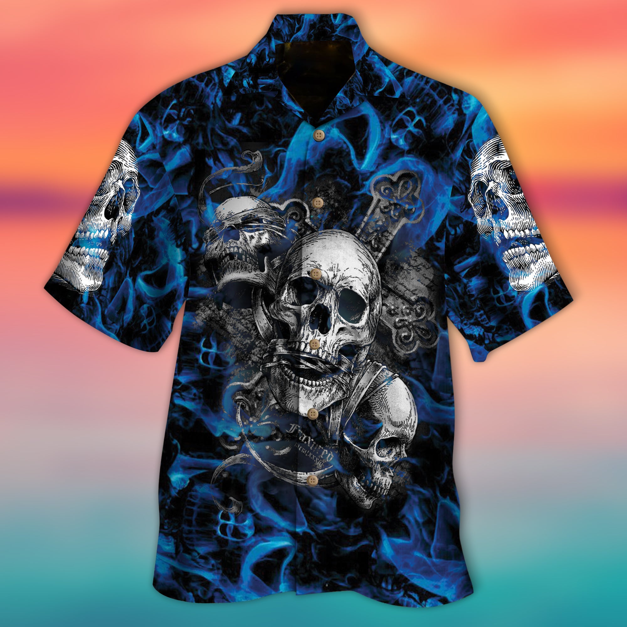 Blue Skull Hawaiian Shirt