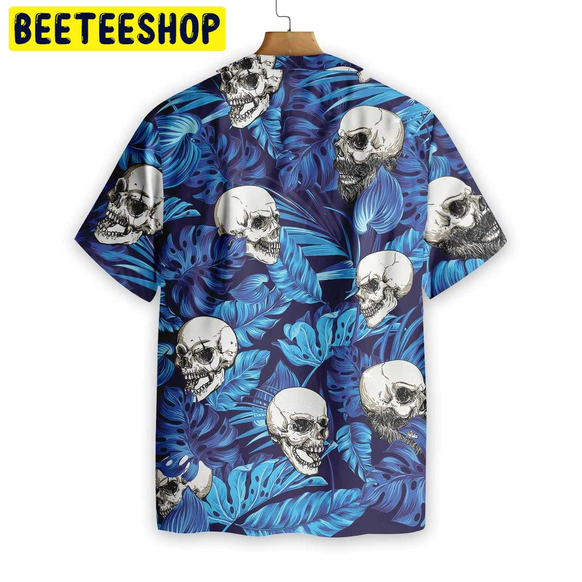 Blue Tropical Floral Summer And Skull Trending Hawaiian Shirt-1
