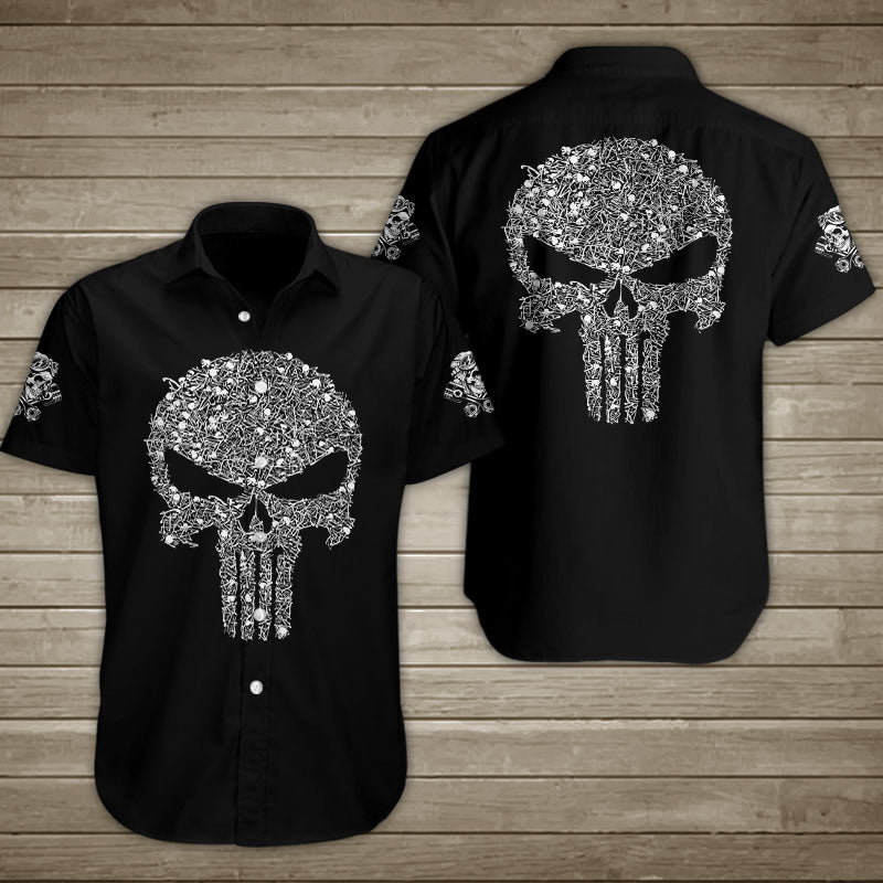 Bone Skull Hawaiian Shirt Summer Button Up For Men Women Couple