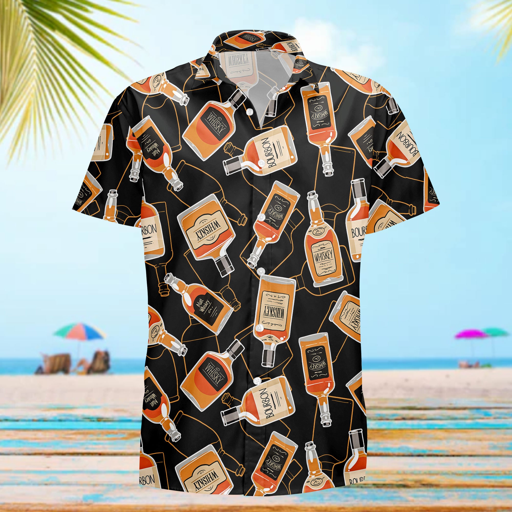 Bourbon Whiskey Drinking Aloha Hawaiian Shirt